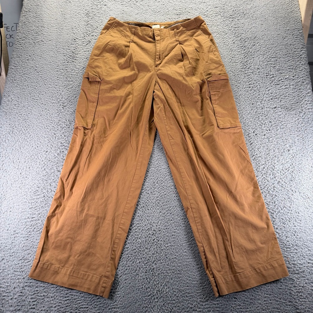 A New Day Pant Womens 12 Brown Cotton Cargo Straight Utility‎ Workwear Stretch